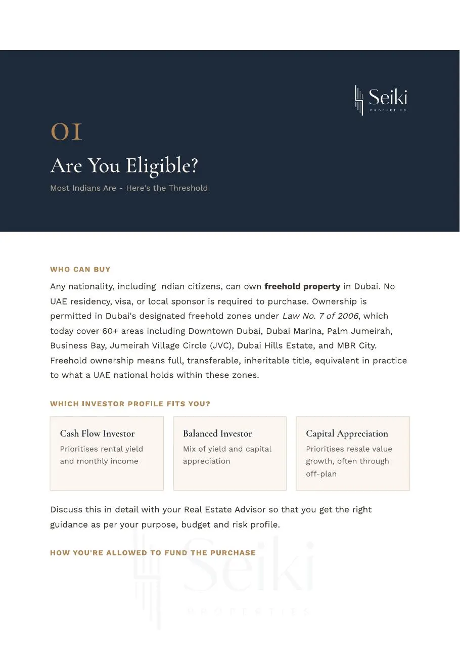 Sample page from the Dubai Real Estate Investor Kit